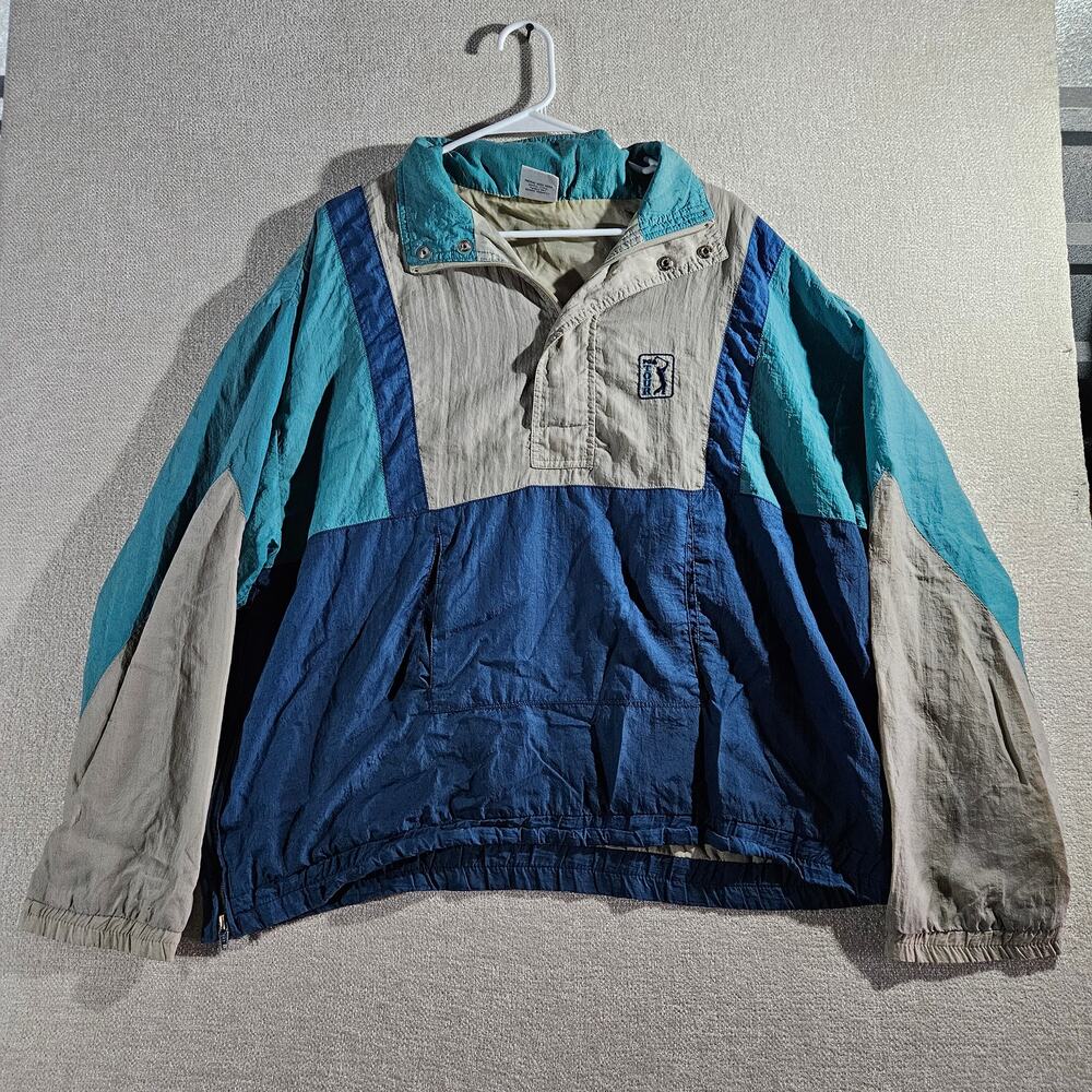 Vintage 80s PGA Tour Windbreaker Jacket Mens L Nylon Hooded Zip